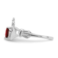 14K White Gold CZ January Birthstone Claddagh Heart Ring view 4