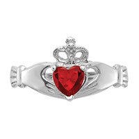 14K White Gold CZ January Birthstone Claddagh Heart Ring view 5