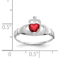 14K White Gold CZ January Birthstone Claddagh Heart Ring view 3