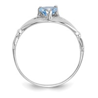14K White Gold CZ March Birthstone Claddagh Heart Ring view 2