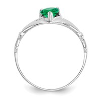 14K White Gold CZ May Birthstone Claddagh Heart Ring view 2