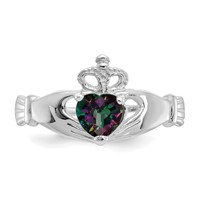 14K White Gold CZ June Birthstone Claddagh Heart Ring view 5