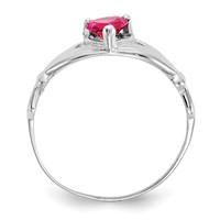 14K White Gold CZ July Birthstone Claddagh Heart Ring view 2