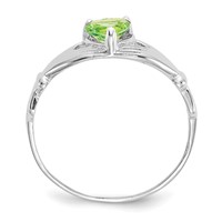14K White Gold CZ August Birthstone Claddagh Heart Ring view 2