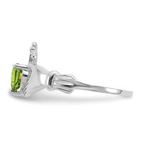 14K White Gold CZ August Birthstone Claddagh Heart Ring view 4