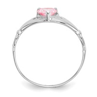 14K White Gold CZ October Birthstone Claddagh Heart Ring view 2