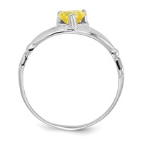 14K White Gold CZ November Birthstone Claddagh Heart Ring view 2