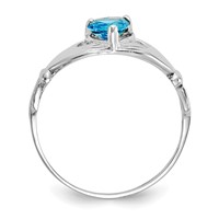 14K White Gold CZ December Birthstone Claddagh Heart Ring view 2