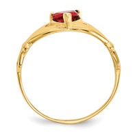 14K Yellow Gold CZ January Birthstone Claddagh Heart Ring view 2