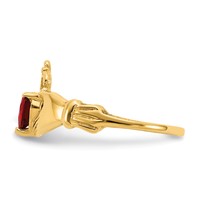 14K Yellow Gold CZ January Birthstone Claddagh Heart Ring view 4