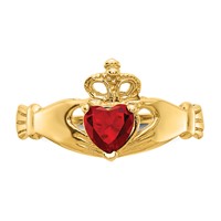 14K Yellow Gold CZ January Birthstone Claddagh Heart Ring view 5