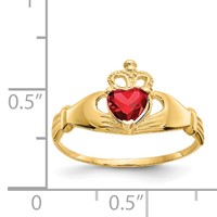 14K Yellow Gold CZ January Birthstone Claddagh Heart Ring view 3