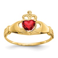 14K Yellow Gold CZ January Birthstone Claddagh Heart Ring view 1