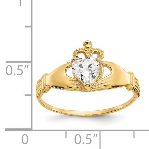 CZ Birthstone Claddagh Heart Ring