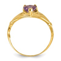 14K Yellow Gold CZ June Birthstone Claddagh Heart Ring view 2