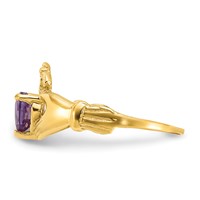 14K Yellow Gold CZ June Birthstone Claddagh Heart Ring view 4