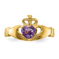 14K Yellow Gold CZ June Birthstone Claddagh Heart Ring view 5