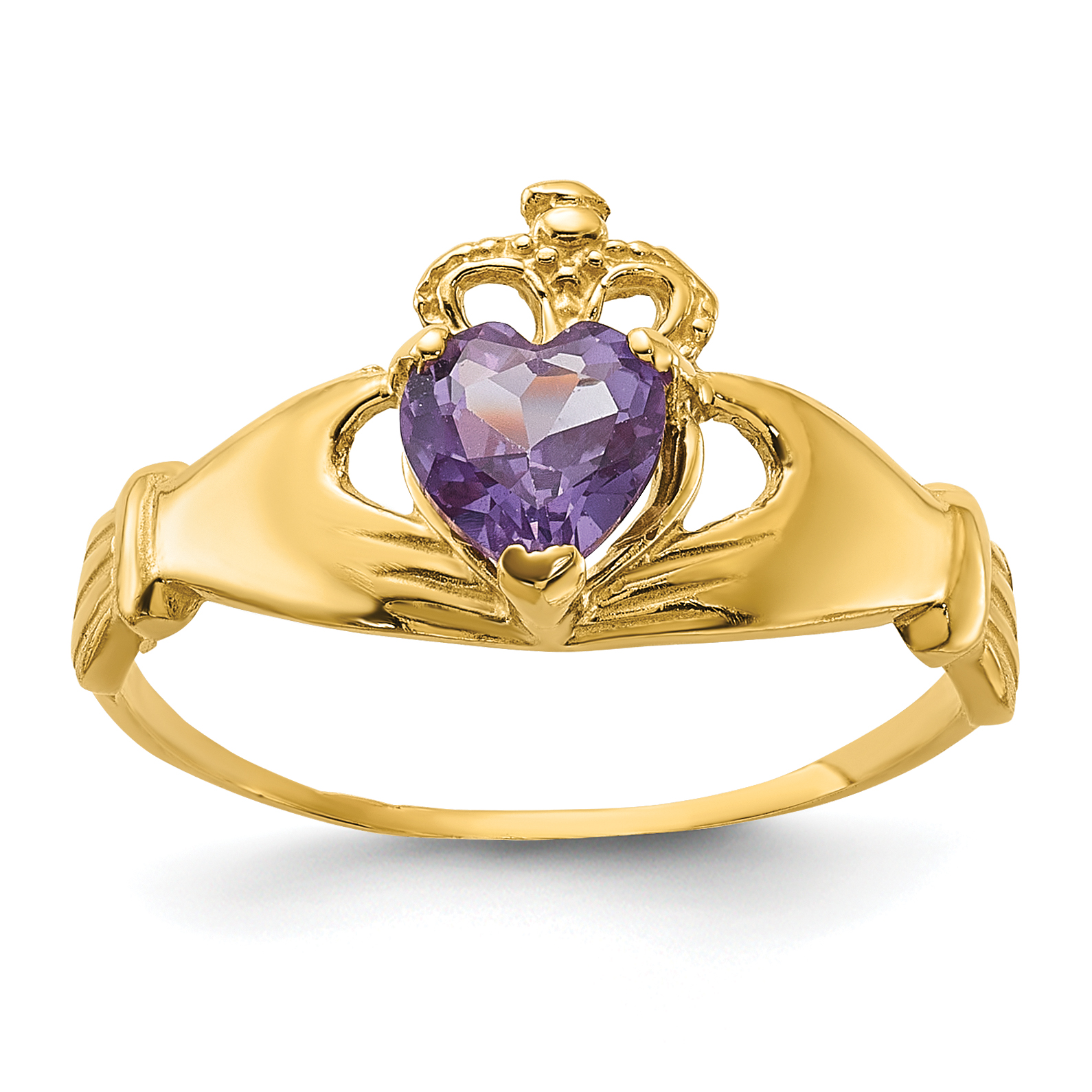 14k CZ June Birthstone Claddagh Heart Ring (D1797)