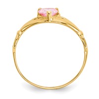 14K Yellow Gold CZ October Birthstone Claddagh Heart Ring view 2