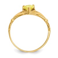 14K Yellow Gold CZ November Birthstone Claddagh Heart Ring view 2
