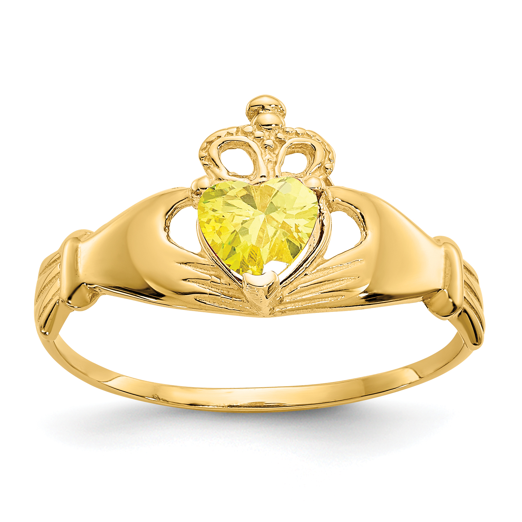 14k CZ November Birthstone Claddagh Heart Ring (D1802)
