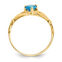 14K Yellow Gold CZ December Birthstone Claddagh Heart Ring view 2