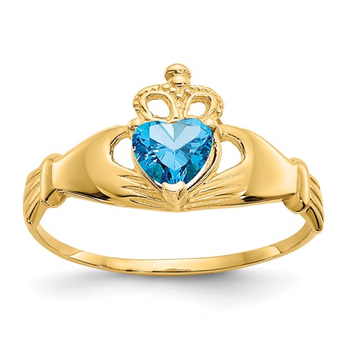 14k CZ December Birthstone Claddagh Heart Ring