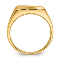 14K Yellow Gold 13.0x 11.0mm Open Back Diagonal Mens Signet Ring view 2