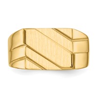 14K Yellow Gold 13.0x 11.0mm Open Back Diagonal Mens Signet Ring view 5