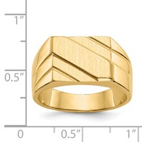 14K Yellow Gold 13.0x 11.0mm Open Back Diagonal Mens Signet Ring view 4