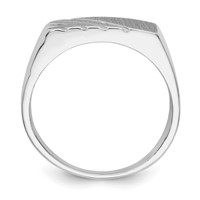 14K White Gold 16.5x 7.5mm Rectangle Stripe Open Back Mens Signet Ring view 2