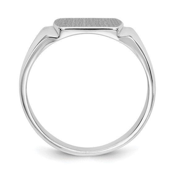 14k White Gold 10.5x8.0mm Cushion Closed Back Signet Ring