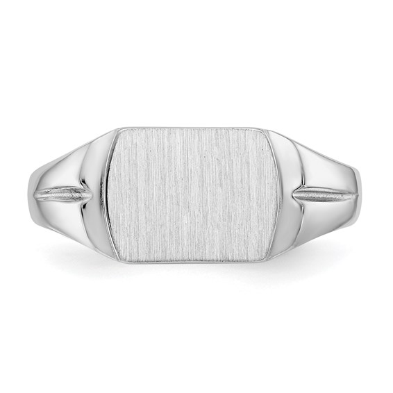 14k White Gold 10.5x8.0mm Cushion Closed Back Signet Ring