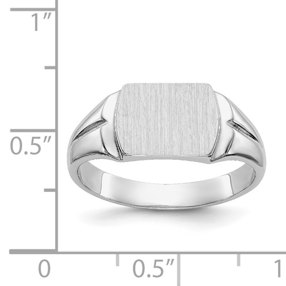 14k White Gold 10.5x8.0mm Cushion Closed Back Signet Ring