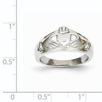 14K White Gold Ladies Claddagh Ring view 3