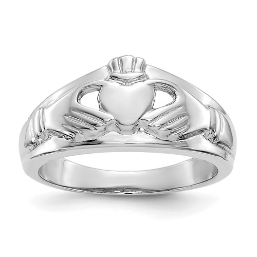 14k White Gold Ladies Claddagh Ring