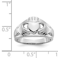 14K White Gold Ladies Claddagh Ring view 3