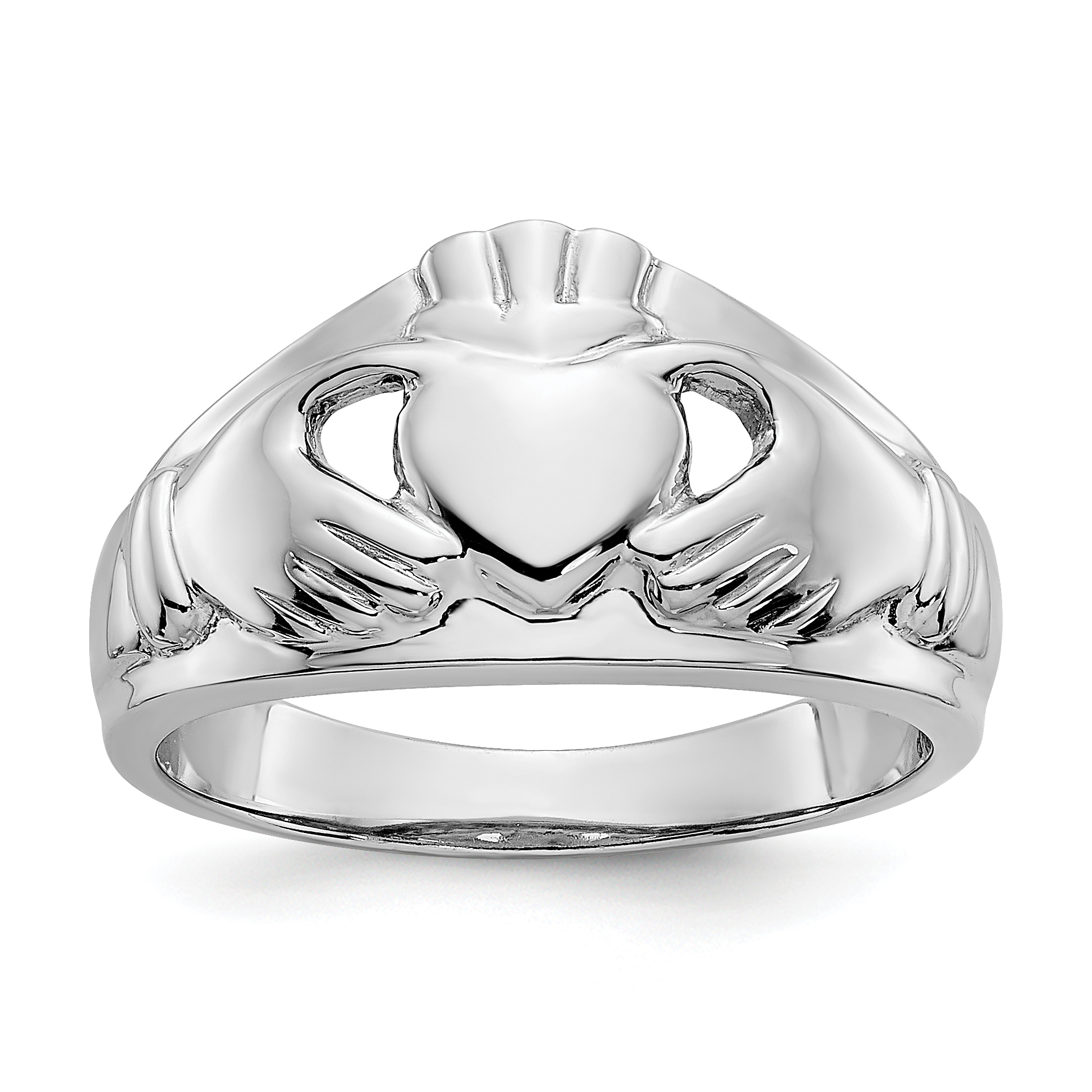 14k White Gold Ladies Claddagh Ring (D1852)