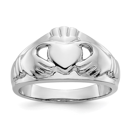 14k White Gold Ladies Claddagh Ring