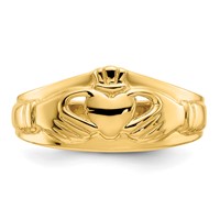 14K Yellow Gold Ladies Polished Claddagh Ring view 5