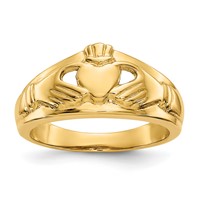 14K Yellow Gold Ladies Polished Claddagh Ring view 1