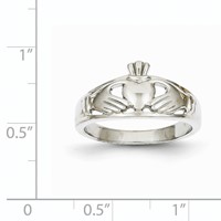 14K White Gold Ladies Claddagh Ring view 3