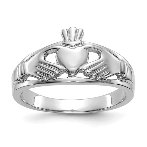 14K White Gold Ladies Claddagh Ring