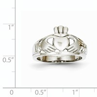 14K White Gold Ladies Claddagh Ring view 3