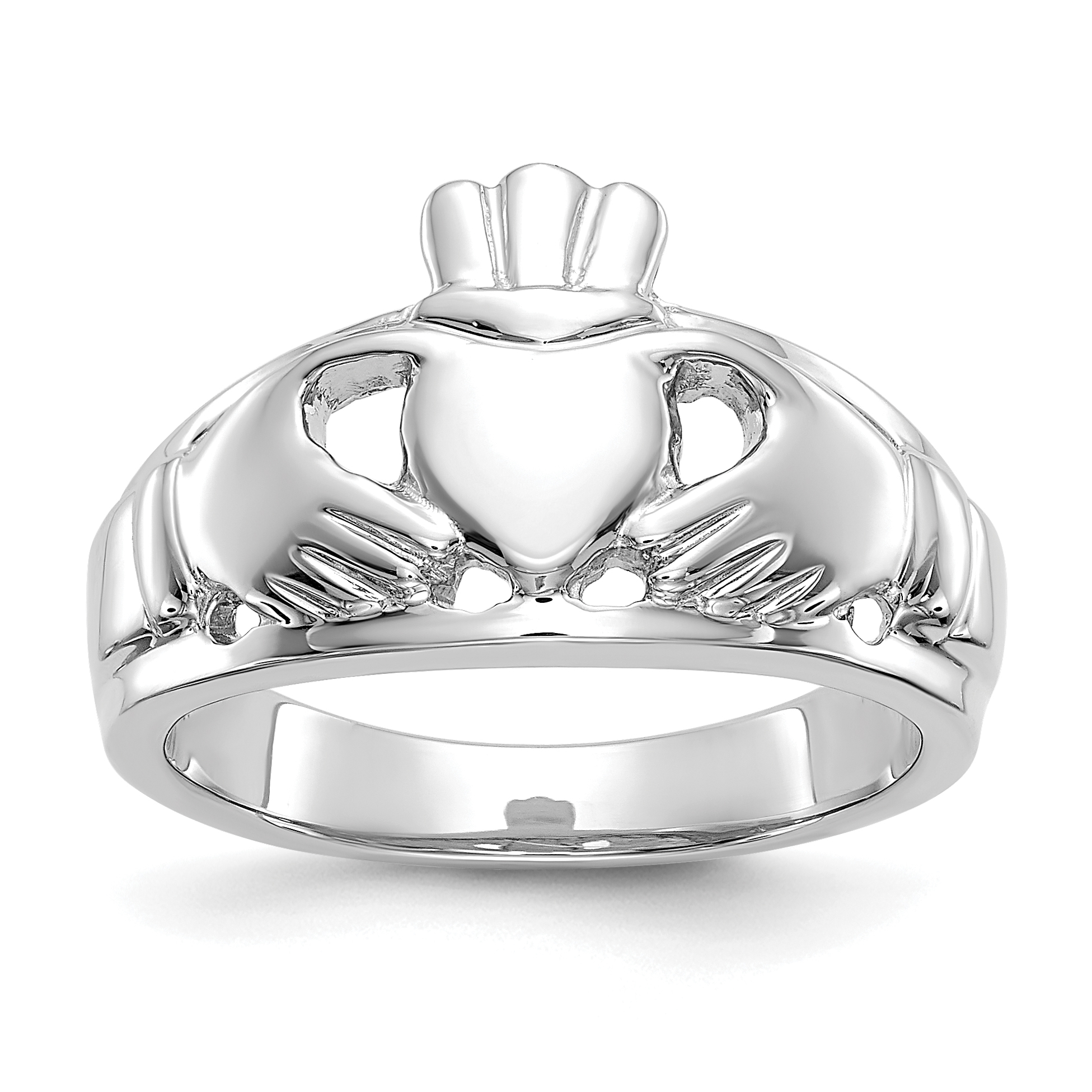 14k White Gold Ladies Claddagh Ring (D1856)