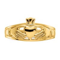 14K Yellow Gold Ladies Polished Claddagh Ring view 5
