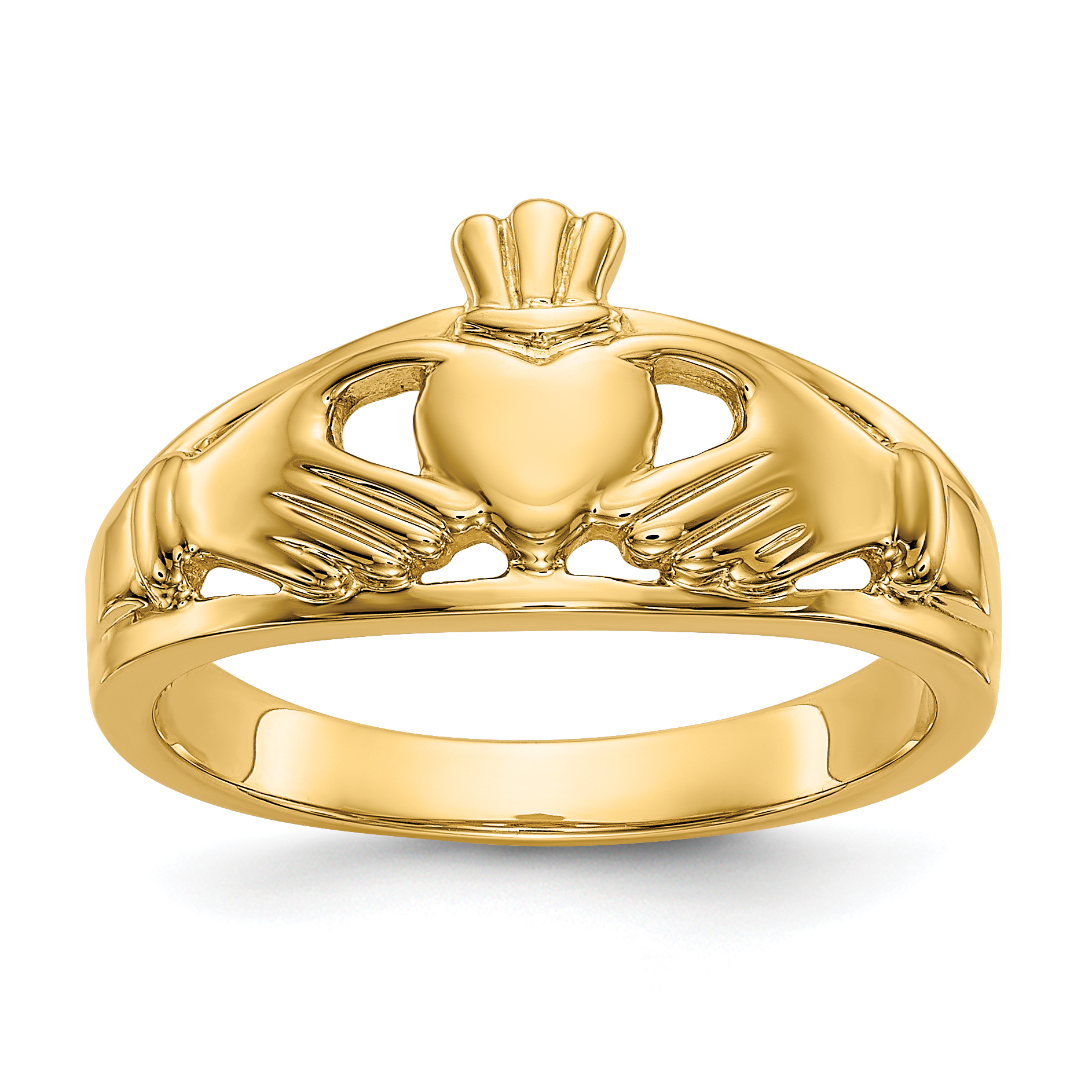 14k Polished Ladies Claddagh Ring (D1857)