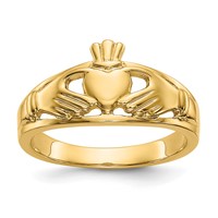 14K Yellow Gold Ladies Polished Claddagh Ring view 1