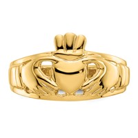 14K Yellow Gold Ladies Polished Claddagh Ring view 5