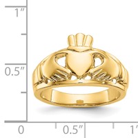 14K Yellow Gold Ladies Polished Claddagh Ring view 3